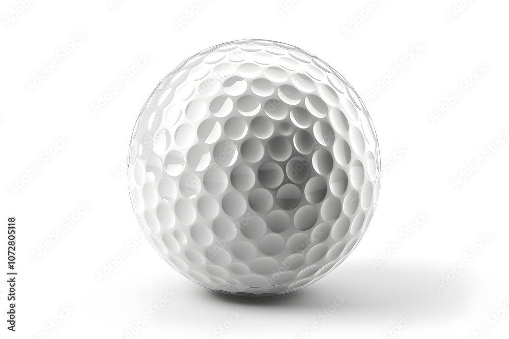 High quality white golf ball with dimpled texture and smooth round shape on white background High quality white golf ball with dimpled texture and smooth round shape on white background