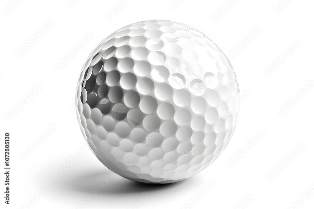 Close-up white golf ball with dimpled texture and smooth spherical shape on white background Close-up white golf ball with dimpled texture and smooth spherical shape on white background