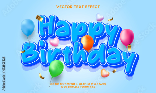 Happy birthday editable text effect 01 - Happy Birthday cartoon 3d template style vector - vector illustration