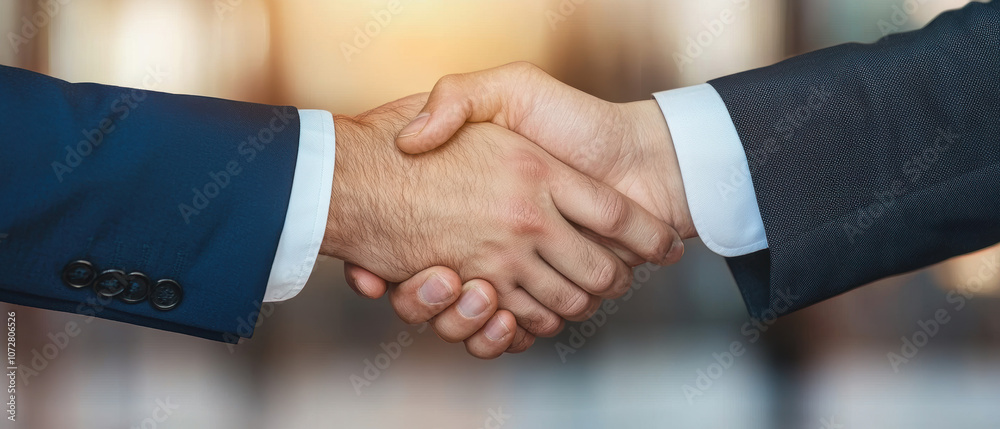 Close-up of two individuals shaking hands, symbolizing agreement, partnership, or collaboration in a professional setting. Close-up of two individuals shaking hands, symbolizing agreement, partnership, or collaboration in a professional setting.