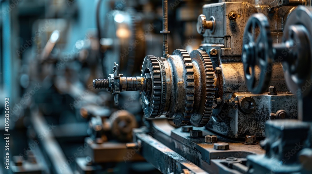 industrial machines with gears and metal components in a factory setting industrial machines with gears and metal components in a factory setting