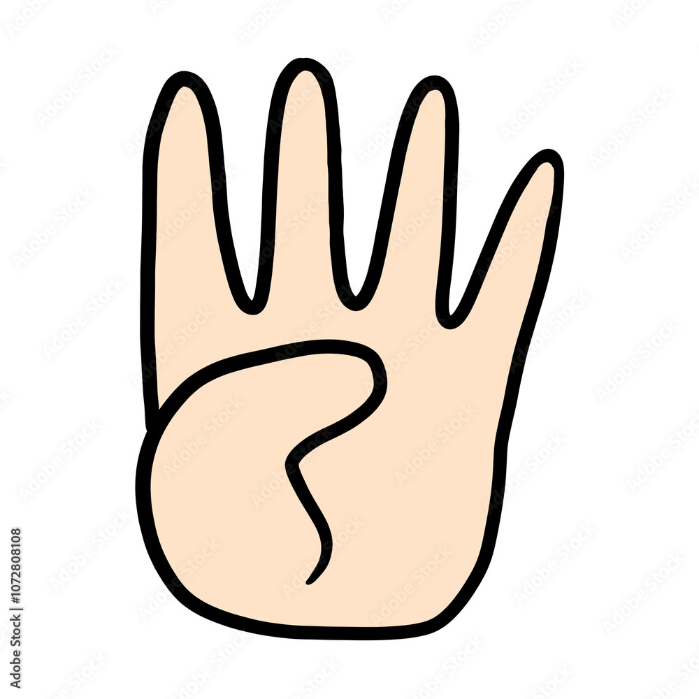 Obraz premium シンプルな手のイラスト（4本）