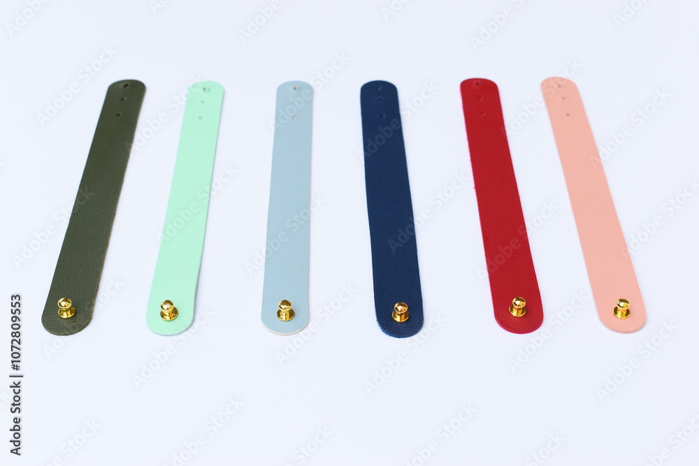 pastel colorful leather strap isolated on white background