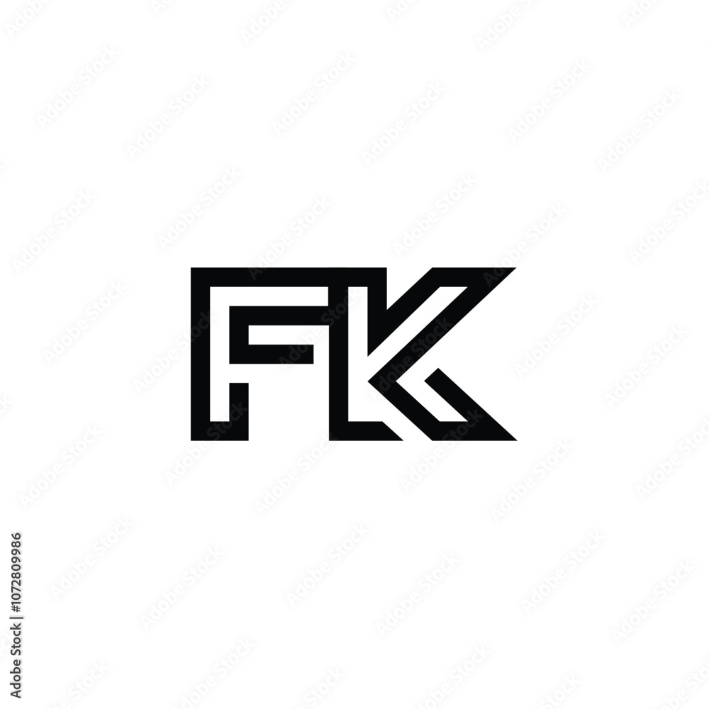 Fototapeta premium FK monogram logo design letter text name symbol monochrome logotype alphabet character simple logo