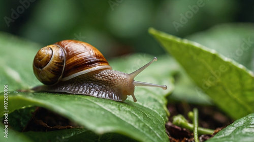 a snail on a leaf
