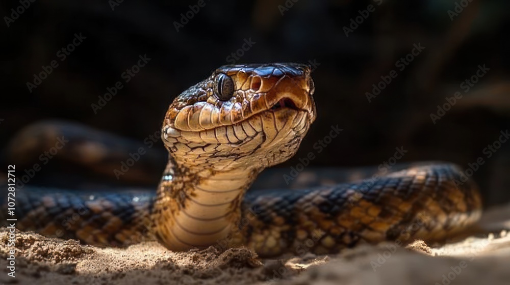 Fototapeta premium A close-up of a snake in a natural setting, highlighting its features.