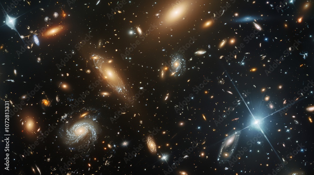 Fototapeta premium Vast View of Distant Galaxies and Cosmic Structures