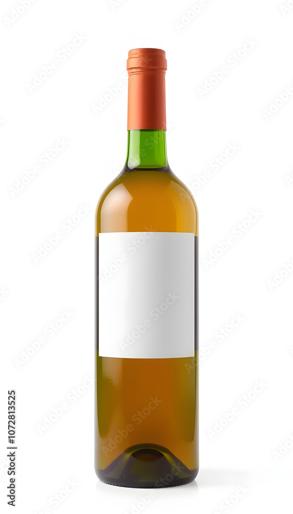 Bottle of delicious wine with blank label on white background isolated with white highlights, png Bottle of delicious wine with blank label on white background isolated with white highlights, png