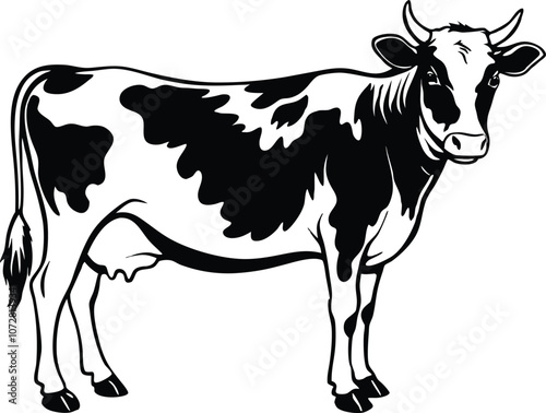 Cow silhouette, dairy cow, animal silhouette,bull vector Illustration