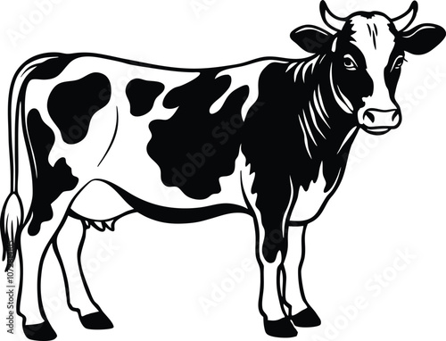 Cow silhouette, dairy cow, animal silhouette,bull vector Illustration