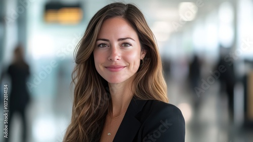 Confident Businesswoman Smiling in Modern Office Environment Free Download Confident Businesswoman Smiling in Modern Office Environment - GFXLoad