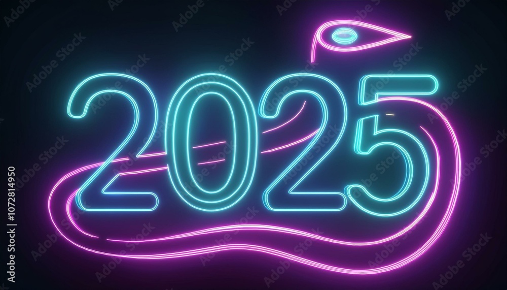 蛇で2025と書いたイラスト 蛇で2025と書いたイラスト