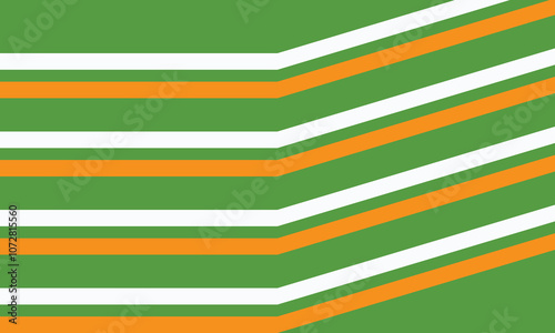 An abstract pattern featuring bright diagonal lines in white, cream and orange on a bright green background, suitable for a variety of design applications