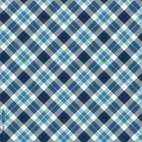 Plaid repeat pattern.Checkered tartan gingham seamless pattern in blue. Geometric graphic vector illustration background design for fabric and print.