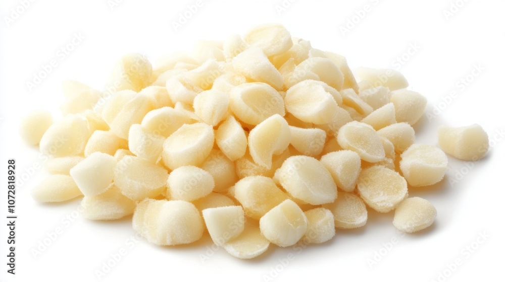 Pile of Frozen Scallops on White Background Pile of Frozen Scallops on White Background