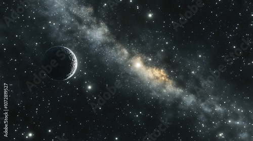 Majestic, starry night sky with the faint outline of a constellation and a crisp, clear atmosphere.