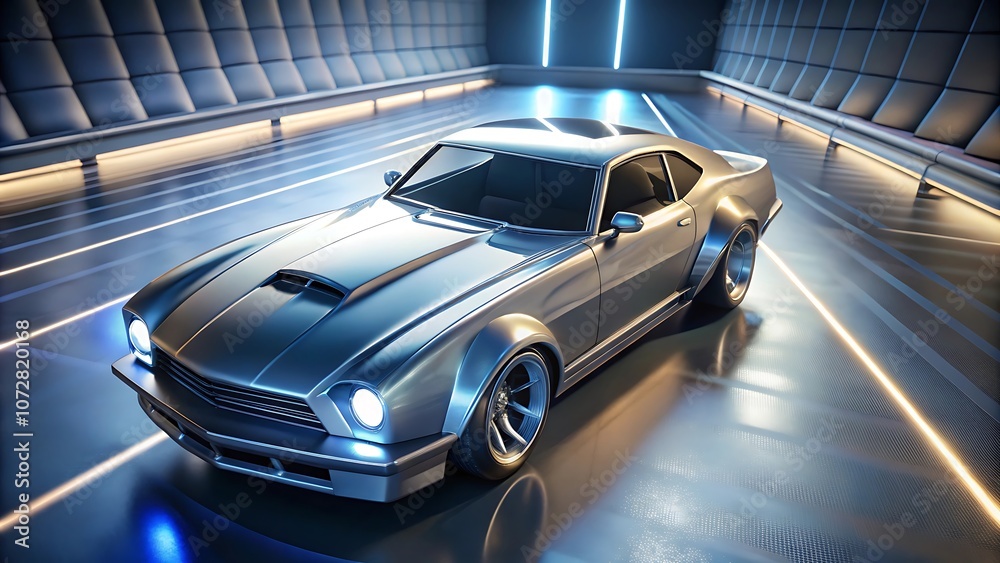 Fototapeta premium Need for speed car racing game in city light 