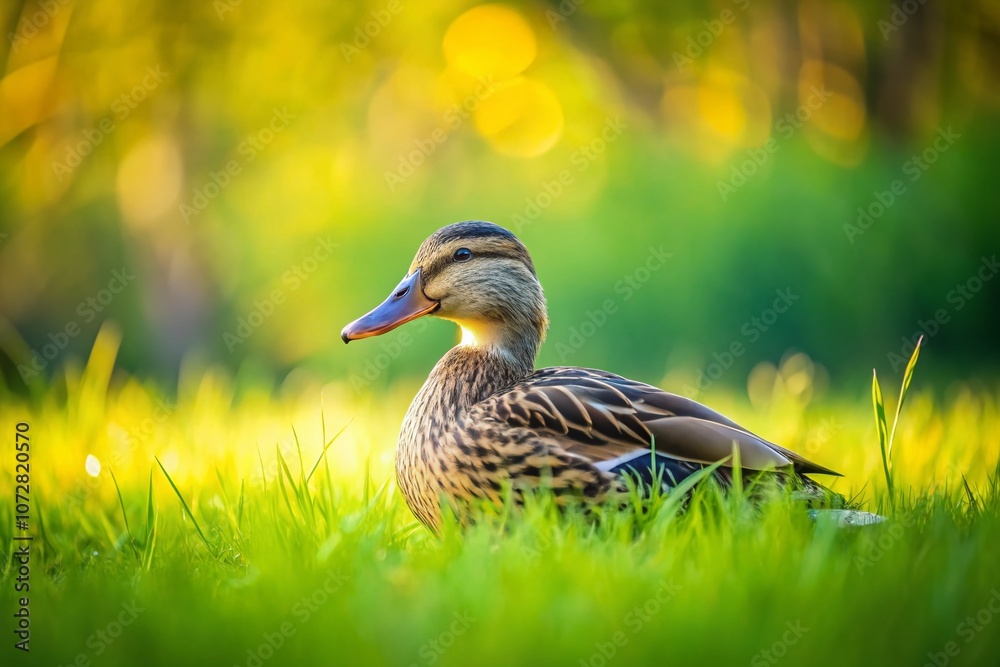 Serene Minimalist Scene of a Duck Nestled in Lush Green Grass, Capturing Nature’s Tranquility and Simplicity with Soft Natural Lighting and a Peaceful Atmosphere Serene Minimalist Scene of a Duck Nestled in Lush Green Grass, Capturing Nature’s Tranquility and Simplicity with Soft Natural Lighting and a Peaceful Atmosphere