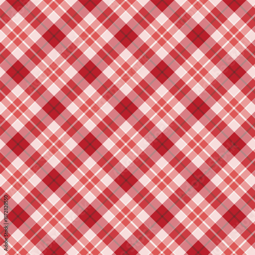 Plaid repeat pattern.Checkered tartan gingham seamless pattern in red and white. Geometric graphic vector illustration background design for fabric and print.