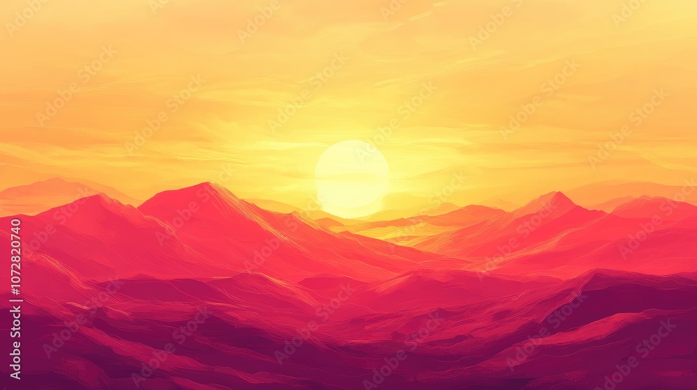 custom made wallpaper toronto digitalSunset sky with a fiery red and orange gradient, casting vibrant colors across the landscape.