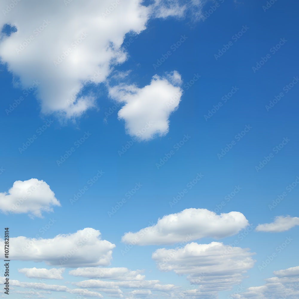 Clear Blue Sky with Fluffy White Clouds Clear Blue Sky with Fluffy White Clouds