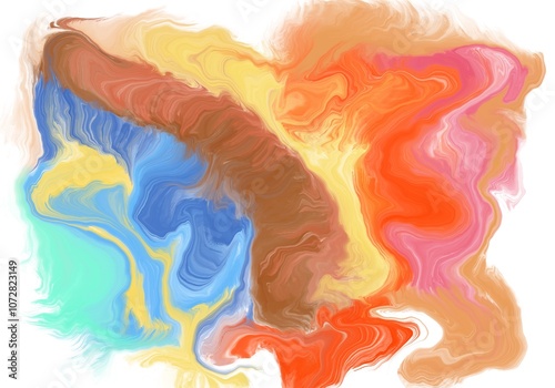Abstract marbled acrylic paint ink painted waves painting texture colorful background banner - Bold colors, rainbow color swirls wave in Procreate