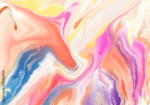 Abstract marbled acrylic paint ink painted waves painting texture colorful background banner - Bold colors, rainbow color swirls wave in Procreate