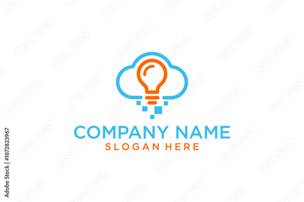Cloud light vector logo template. This design uses smart symbols. Cloud light vector logo template. This design uses smart symbols.
