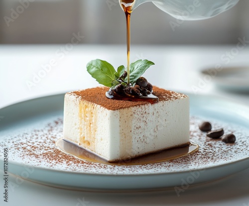 Delicious Italian dessert on a white background