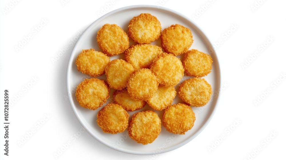 Crispy Golden Chicken Nuggets on White Plate Crispy Golden Chicken Nuggets on White Plate