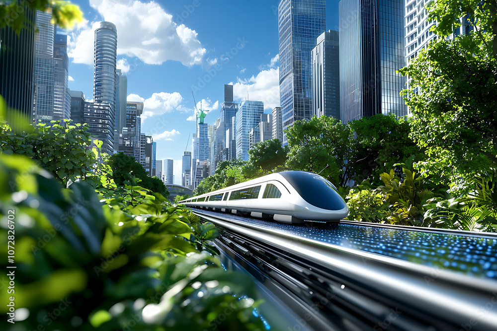 Fototapeta premium Integrating smart technologies in urban architecture for sustainable transportation