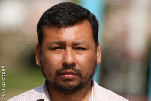  Man between 40 and 50 years old, Latino, Hispanic, Peruvian, in front of a camera in different shots