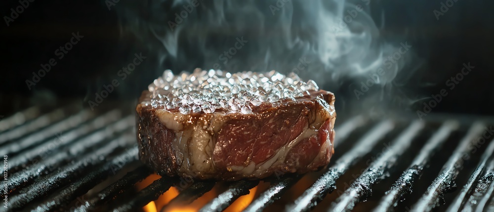 Juicy steak sizzling on the grill. Juicy steak sizzling on the grill.