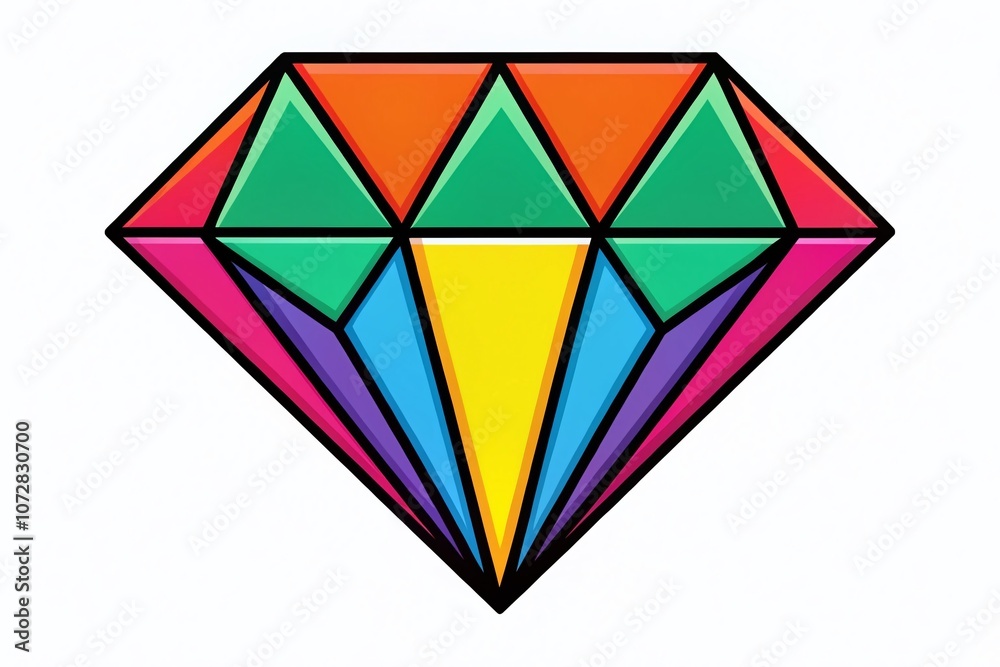 Obraz premium Simple Cartoon Diamond Illustration for Business Logo or Sticker Design, Perfect for Branding and Creative Projects, Eye-catching and Unique Visual Representation
