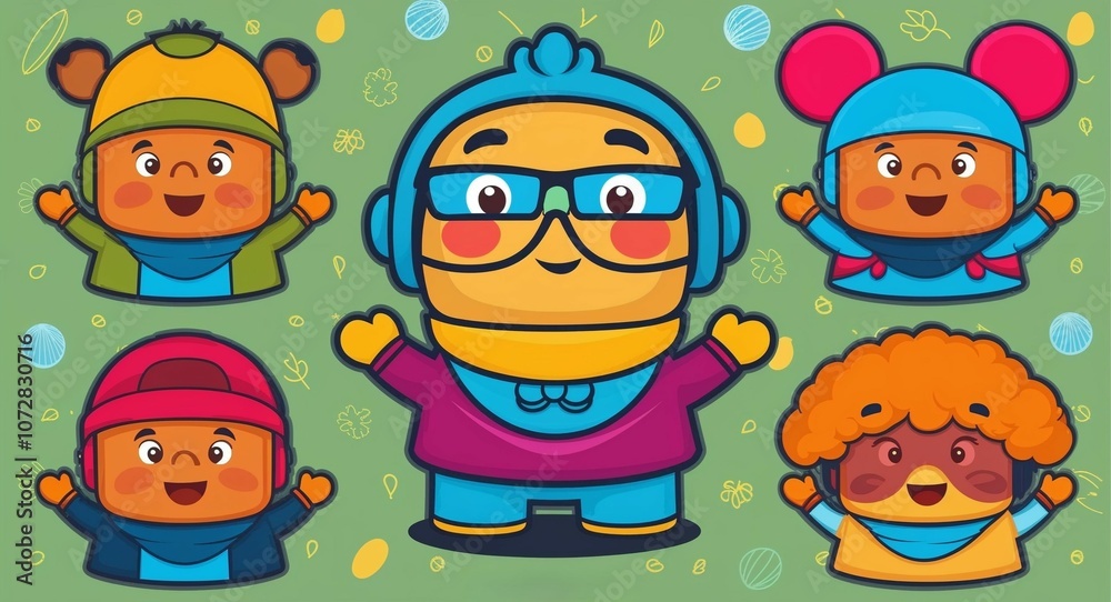 Fun cartoon character design and style in illustration background