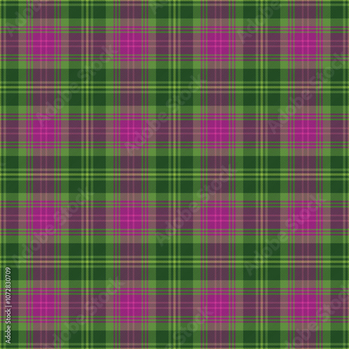 Hot Pink and Lime Green Plaid Check Seamless Pattern - Cute plaid check repeating pattern design