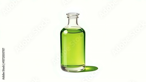 Green Tea Extract Bottle on White Background Representing Natural Skincare Ingredients