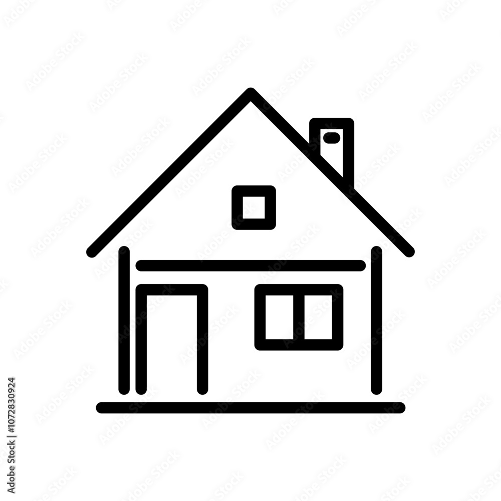 Editable outline icon of house isolated on white background. Editable outline icon of house isolated on white background.