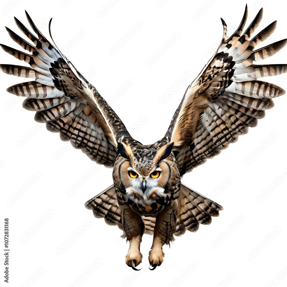 Graceful Power: A Close-Up of an Owl in Flight with Focused Eyes and Powerful Wings. Graceful Power: A Close-Up of an Owl in Flight with Focused Eyes and Powerful Wings.