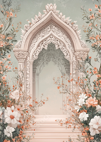 Wallpaper Mural beautiful arch with flowers for wedding invitation background, wedding backdrops, Bali style Torontodigital.ca