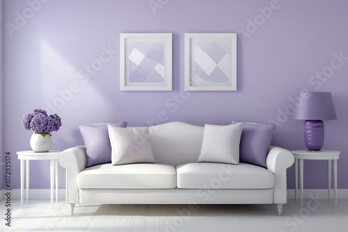 ラベンダーカラーで統一されたエレガントなリビングルームインテリア | Elegant Living Room Interior in Lavender Color Scheme photo