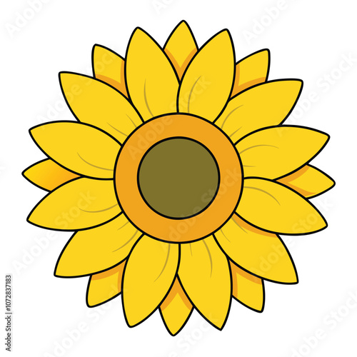 Yellow sunflowers in full bloom. Vector Illustration. vector sunflower seed head flat flower icon