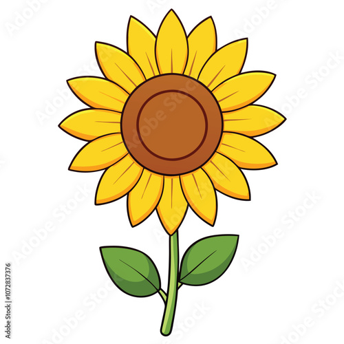 Yellow sunflowers in full bloom. Vector Illustration. vector sunflower seed head flat flower icon