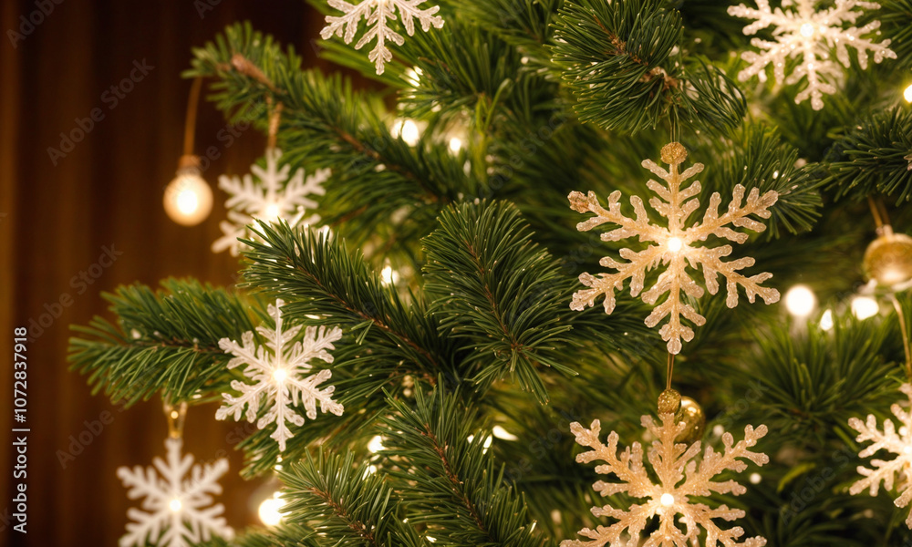 Close-up view of a Christmas tree background Close-up view of a Christmas tree background