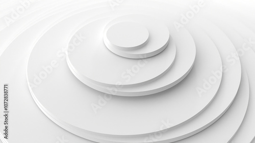 3D grayscale rendering of abstract geometric circular structure. A simple, minimal, and modern or contemporary background or wallpaper.