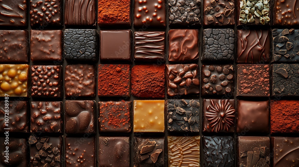 Geometric Pattern of Rich Artisanal Chocolates,濃厚な職人技のチョコレートの幾何学模様.Generative AI Geometric Pattern of Rich Artisanal Chocolates,濃厚な職人技のチョコレートの幾何学模様.Generative AI