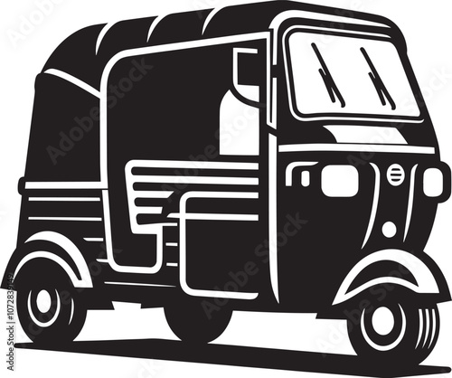 Auto rickshaw vehicle silhouette vector illustration isolated on a white background
