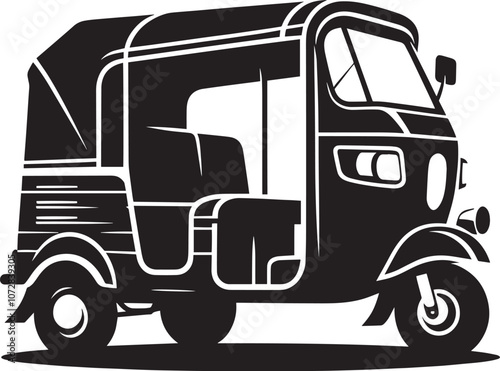 Auto rickshaw vehicle silhouette vector illustration isolated on a white background