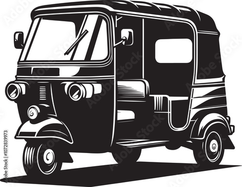 Auto rickshaw vehicle silhouette vector illustration isolated on a white background