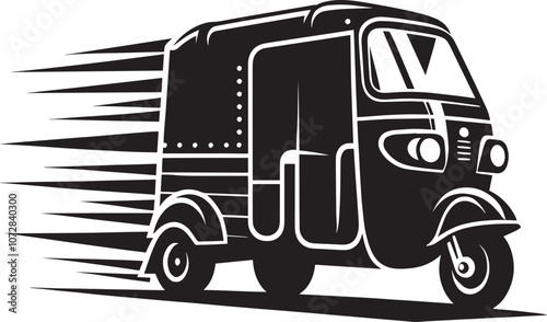 Auto rickshaw vehicle silhouette vector illustration isolated on a white background